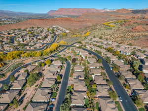 Bird's eye view with a mountain view