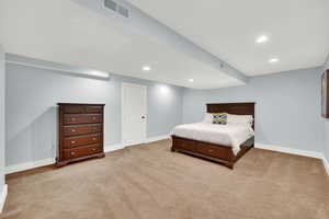 Bedroom with carpet flooring