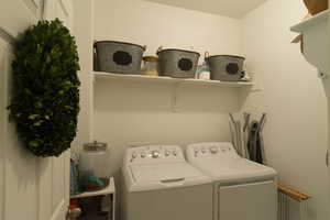 Laundry room featuring independent washer and dryer