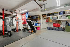 Garage featuring a garage door opener