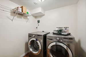 Washroom with separate washer and dryer