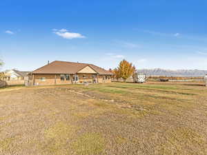 View of yard with a mountain view