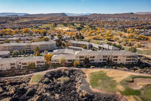 Aerial view featuring a mountain view