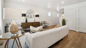 Living room featuring light wood-type flooring