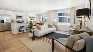 Living room featuring light hardwood / wood-style flooring