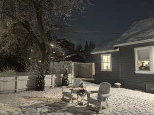 View of snow covered patio