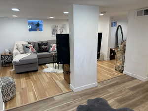 Living room featuring wood-type flooring