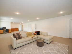 Family room in basement