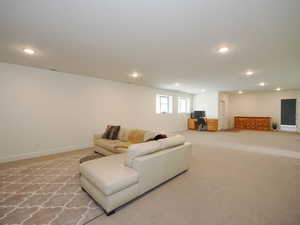 Family room in basement