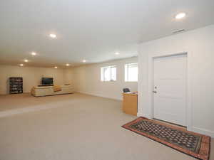 Family room with basement entrance