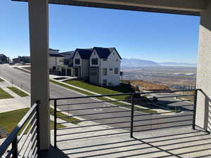 Balcony with a mountain view