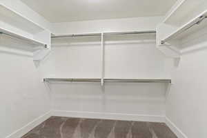 Spacious closet with carpet