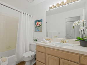 Full bathroom #2 upstairs with vanity, toilet, and shower/bathtub.