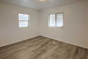 Unfurnished room featuring plenty of natural light and wood-type flooring