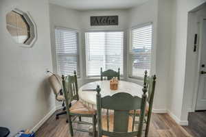 Dining room with hardwood / wood-style flooring