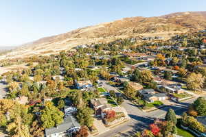 Drone / aerial view with a mountain view