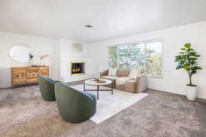 Living room with carpet flooring