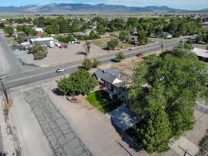 Aerial view of a mountainous background