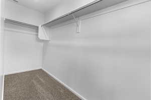 Spacious closet with carpet flooring