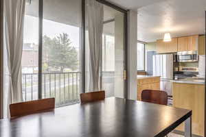 Dining area with expansive windows