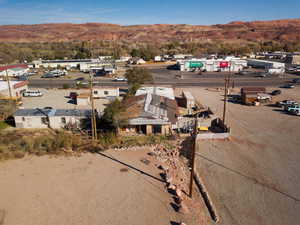 Aerial view featuring a mountain view