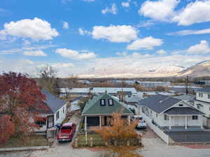 Drone / aerial view with a mountain view