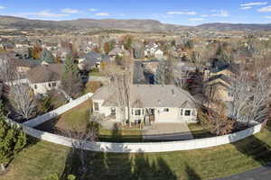 Drone / aerial view featuring a mountain view