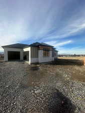 Exterior space featuring a garage