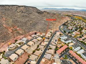 Bird's eye view with a mountain view