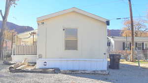 View of home's exterior featuring a mountain view