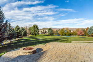 View of patio / terrace with a mountain view