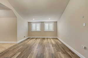 Empty room featuring light hardwood / wood-style flooring