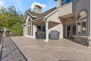 View of patio with area for grilling