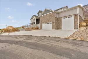 Exterior space with a garage