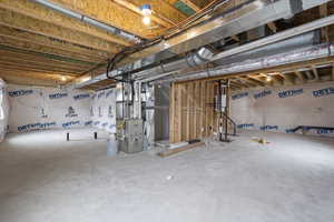 Basement with heating unit