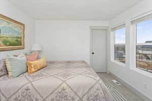 Bedroom featuring carpet