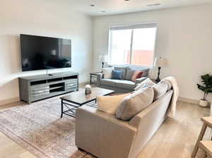 Living room featuring wood-type flooring