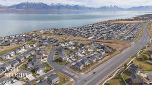 Bird's eye view featuring a water and mountain view