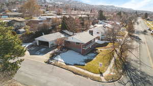 Drone / aerial view with a mountain view