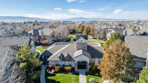 Aerial view featuring a mountain view