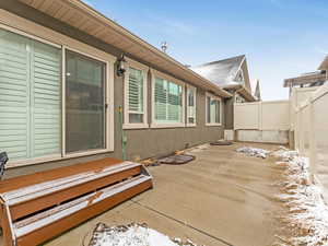 View of snow covered patio