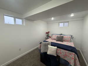 Bedroom featuring carpet