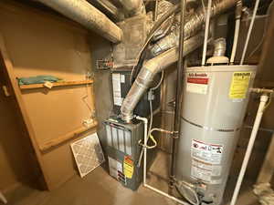 Utility room featuring gas water heater