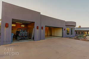 View of front of house with a garage