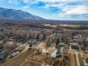 Aerial view featuring a mountain view