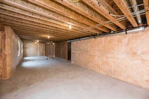 View of unfinished basement.