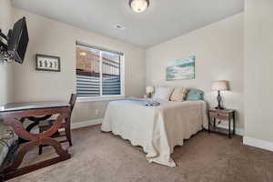 Bedroom with carpet flooring