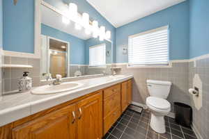 Master batroom with double sinks & shower