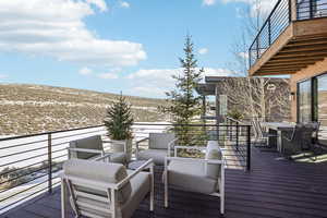 View of snow covered deck