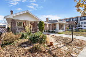 View of front of home featuring covered porch